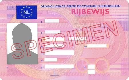Voorbeeld van een rijbewijs