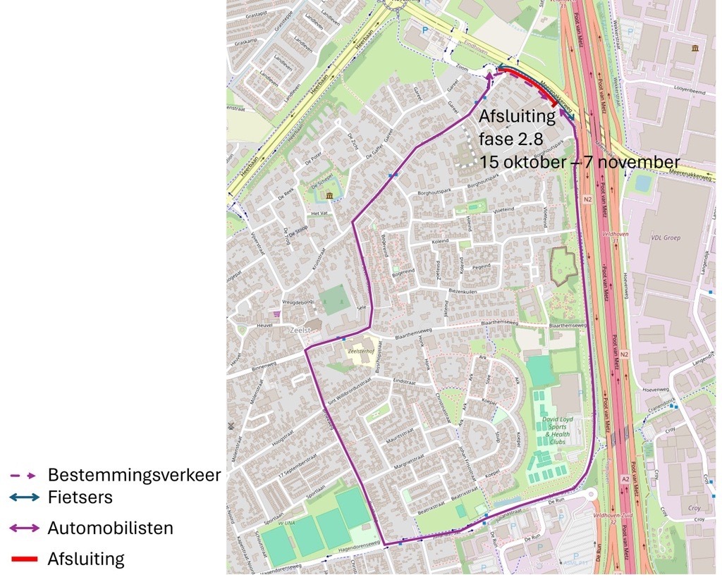 Weergave omleiding Peter Zuidlaan