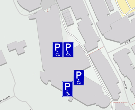 Gehandicaptenparkeerplaatsen in parkeerkelder Meent