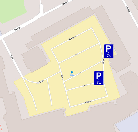 Gehandicaptenparkeerplaatsen op parkeerterrein Bree