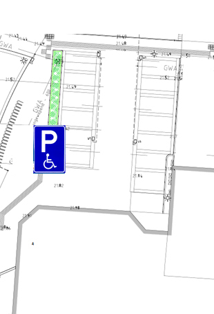 Gehandicaptenparkeerplaatsen op parkeerterrein Meiveld